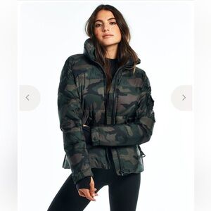 SAM. NYC Women's Camo Freestyle Waterproof Small Puffer Down Coat Olive Green